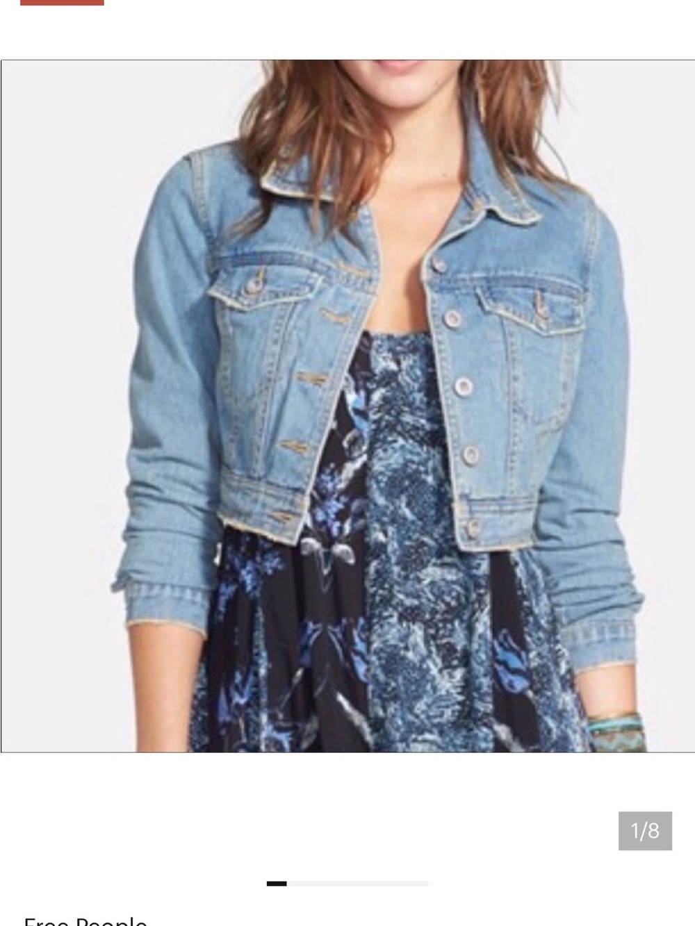 Free People Light Blue Cropped Denim Jacket